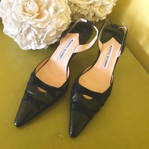 Black leather/suede  Manolo Blahnik heels